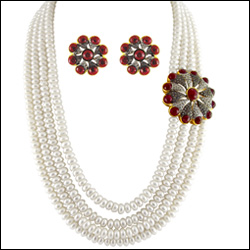 "Fancy Princess Pearl Necklace  -SJPSEP-91150A - Click here to View more details about this Product